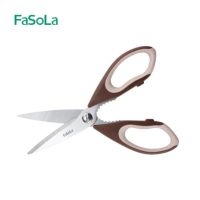 Hot sale Japan Fasola stainless steel kitchen scissors multi-functional strong scissors with knife cover detachable food large scissors