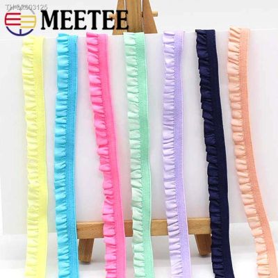 ㍿ 10/20/40M 3/8 10mm Ruffled Elastic Band Pleated Stretch Lace Trim Rubber Tape Ribbon Hairband Decorative Tape Sewing Accessory