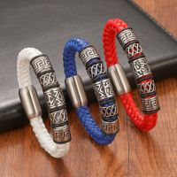 New Retro Button Braided Classic Variety of Colors Genuine Leather Bracelet for Men Women Accessories Jewelry Couple Bangle Gift Charms and Charm Brac