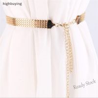 【hot sale】 ☾ B55 HBMY Fashion Wave Metal Waist Chain Belt Gold Buckle Body Chain Dress Belt HBB