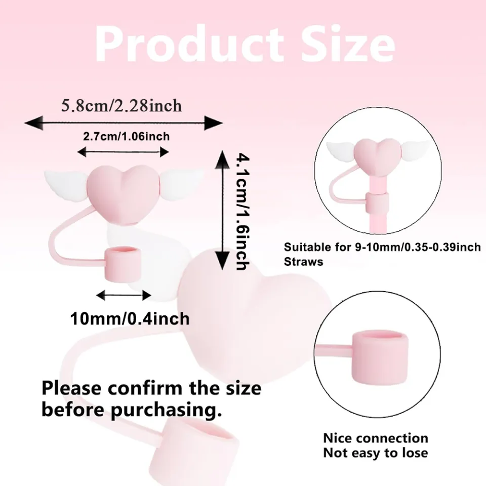 Straw Cover Cap for Stanley Cup,Silicone Straw Topper Compatible with 30&40  Oz Tumbler with Handle,10mm 0.4in Dust-Proof Reusable Straw Tips Lids (6Pcs  Straw Cover Pink) 