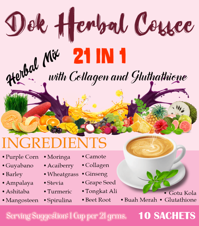 Dok Herbal Coffee 21 in 1 Organic Low Sugar Lazada PH