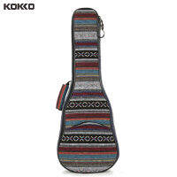 KOKKO 21 23 26นิ้วสไตล์ประจำชาติ Canvas Ukulele กระเป๋าใส่โน๊ตบุ๊คแบบพกพาผ้าฝ้ายเบาะสายคู่สำหรับกีตาร์ Ukulele