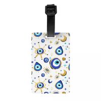 【DT】 hot  Mediterranean Blue And Gold Evil Eye Luggage Tag Privacy Protection Hamsa Nazar Amulet Boho Baggage Tags Travel Bag Labels