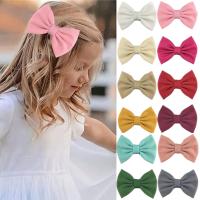 ✔❈♠ Top Quality 5 Pcs 5 quot; Fabric Hair Bows Girls Hairpins Handmade Large Bowknot Headwear Accessories NEW Headwrap Headdress YML5