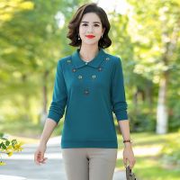 ◙㍿ Western style Polo unlined upper garment to coat the middle-aged womens long sleeve autumn pure color render unlined upper garment of mother set of head small unlined upper garment of female temperament