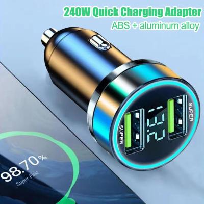 240w 2 Port Super Fast USB Car Charger For IPhone 14 Pro Max 13 12 11 Oneplus Huawei OPPO Samsung Quick Charging Adapter Adhesives Tape