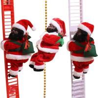 Santa Climbing Ladder to Christmas Tree Christmas Super Climbing Santa Holiday Decor with Music Plush Doll Figurine Christmas Tree Hanging Ornaments Toys Christmas Gift for Kids valuable