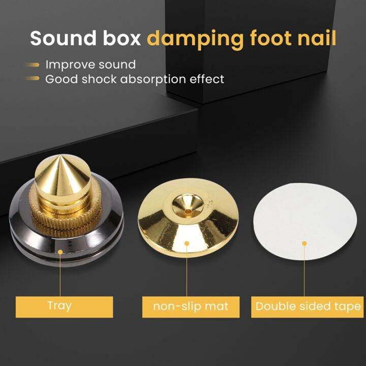 4 Set Gold Speaker Spike with Floor Discs Stand Foot Isolation Spikes