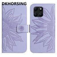 DKHORSING เคสโทรศัพท์หนังเคสสำหรับ HONOR X6A ลายดอกทานตะวันแฟชั่นใหม่ X6a 4G ฝาหลังกระเป๋าเก็บบัตร