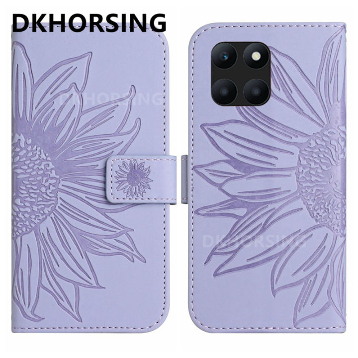 dkhorsing-เคสโทรศัพท์หนังเคสสำหรับ-honor-x6a-ลายดอกทานตะวันแฟชั่นใหม่-x6a-4g-ฝาหลังกระเป๋าเก็บบัตร