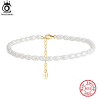 ORSA JEWELS ข้าวธรรมชาติ Pearl Anklets สำหรับผู้หญิง925เงินสเตอร์ลิงฤดูร้อนแฟชั่นเท้าข้อเท้าสายรัดเครื่องประดับ SA38