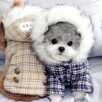 Warm Pets Dog Clothes Cotton Russia Winter Thicken Coat Costumes England Grid Hoodies Clothes for Small Puppy Dogs Clothing XXL Clothing Shoes Accesso