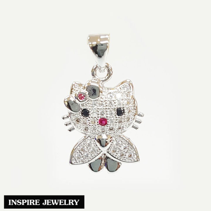 inspire-jewelry-จี้แมว-งาน-design-ฝังเพชรสวิส-หุ้มทองคำขาว-สวยหรู