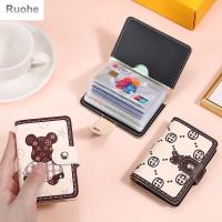 RUOHE กระเป๋าบัตรหลายใบหนัง PU น่ารักอเนกประสงค์สำหรับผู้หญิงกระเป๋าเงินผู้หญิงพิมพ์ลายคลิปเงินฝาปิดมีช่องใส่บัตรช่องเสียบบัตรผู้หญิงกระเป๋าใส่บัตรหลายช่องช่องคลิปบัตรใส่บัตรผู้หญิง