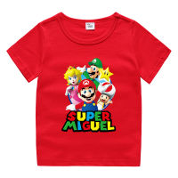 Super Mario Bros เสื้อยืดเสื้อแขนสั้นสำหรับเด็กหญิงชายเสื้อแขนครึ่งผ้าฝ้ายแขนสั้น2022สำหรับฤดูร้อน