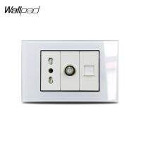 【2023】 kgcwmw 118*75มิลลิเมตรอิตาลีข้อมูลซ็อกเก็ต Wallpad L3แผงกระจกสีขาว16A AC อิตาลีซ็อกเก็ตข้อมูล RJ45ผนังเต้าเสียบ