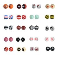 50PCS 15MM New Apple Strawberry Pattern Food Grade Silicone Beads DIY Making Bracelet Key Ring Keychain Accessories