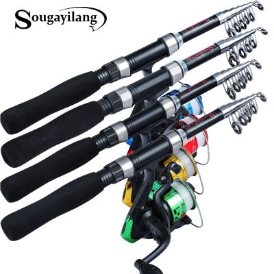 Sougayilang 1.6M Fishing Rod and 3BB 5.2:1 Spinning Fishing Reel with Fishing Line Combo Portable Freshwater Fishing Kit Set
