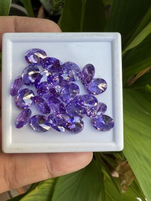 CZ  เพชร CZ  อเมทิสต์ (Amethyst) ม่วง BRILLIANT INK PURPLE เพชรรัสเซีย รูปไข่ 8X6 มม (2 เม็ด) พลอย CUBIC ZIRCONIA CZ OVAL SHAPE 8X6 MM (2PCS)