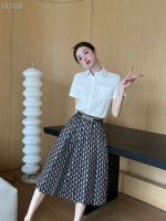 【NEW COMING】2023 Spring/Summer New Womens Elastic High Waist Thin Letter Jacquard Material Half length Dress