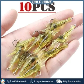 10PCS Soft Shrimp Bait Artificial Worm Baits Luminous Sea Fishing Lure  Fishing Tackles Single Crankbait Hook Silicone Prawn Bait Fake Shrimp Bait