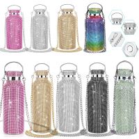 ✹∈ 350/500/750ml Reusable Diamond Thermos Bottles Portable Glitter Rhinestone Water Bottle Stainless Steel Thermal Flask as Gift