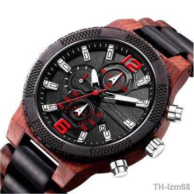 ⌚ นาฬิกา Kun huang wood wooden watch sports watch fashion quartz men watches big dial watch
