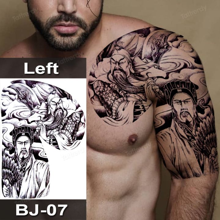 waterproof-tattoo-sticker-male-half-shoulder-dragon-totem-arm-art-fake-tattoo-black-big-large-size-tattoo-for-men-adult-beauty