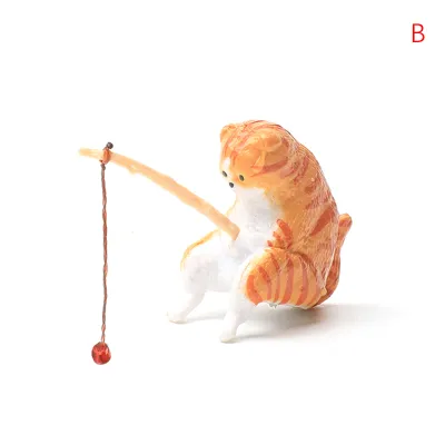 ZhongLouL รูปปั้นแมวทำจากเรซินขนาดเล็กประดับตกแต่งบ้านสำหรับตกแต่งตู้ปลารูปปั้นแมวรูปการ์ตูนแมว
