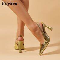 Eilyken รองเท้าแตะสำหรับผู้หญิง,ใหม่ฤดูใบไม้ผลิปลายแหลมเงินมูลรองเท้าแตะส้นสูงแบบเข็มผู้หญิงงานปาร์ตี้เต้นระบำเปลื้องผ้า