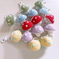 Cute Knitting Mushroom Car Keychains For Women Korean Knitted Pendant Keyring Holder Charm Weaved Couple Bag Keys Accessories