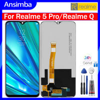 Ansimba Origina หน้าจอ LCD 6.3นิ้วสำหรับ Realme 5 Pro/ Realme Q สัมผัสหน้าจอ LCD หน้าจอดิจิตอลแทนการประกอบสำหรับ Realme 5 Pro Realme Q RMX1971จอ RMX1973