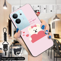 เคสม็อบสำหรับ Vivo V29 5G Y78 5G Y78 5G + 5G สายคล้องแหวนใส่นิ้วน่ารักลายการ์ตูนน่ารักเคสโทรศัพท์ลายสัตว์เด็กผู้หญิงเด็กชายดีไซน์น่ารักหมีสาวๆเคสโทรศัพท์ป้องกัน TPU ซิลิโคนนิ่มกันกระแทกฝาหลัง