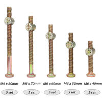 Crib Screw Replacement Kit 25ชุด M6x40mm50มม.60มม.70มม.80มม. Hex Drive ภายในสกรู Nut เก้าอี้เฟอร์นิเจอร์ Assortment Kit