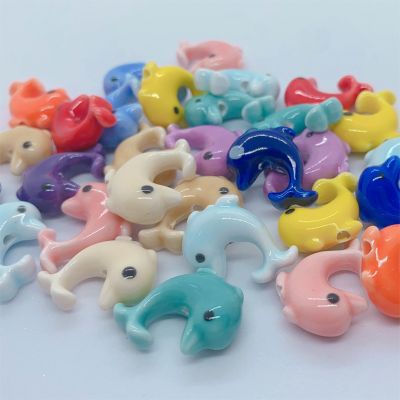 20pcs 22x17mm Little Dolphin Ceramic Beads For Jewelry Making Cute Animal Porcelain Bead DIY Bracelet Necklace Earring