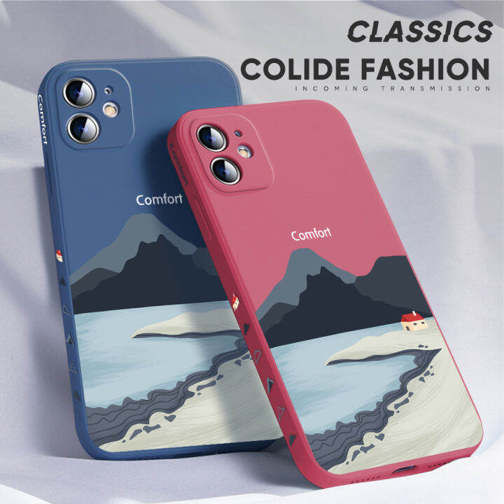 ggk-เคสสำหรับ-oppo-reno10-pro-5g-ใหม่เคสโทรศัพท์ดีไซน์ข้างดีไซน์ฟูจิรูปแบบขอบสี่เหลี่ยมของเหลวปลอกซิลิโคนคลุมทั้งหมดเคสป้องกันทนแรงกระแทกกล้อง