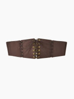 Cider PU Solid Buckle Up Corset Belt