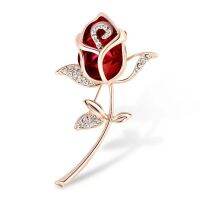 AWAYTR Fashion Rose Rhinestone Big Flower Women 39;s Brooch Pins Elegant Delicate Coat Banquet Gifts Brosh Jewelry Accessories