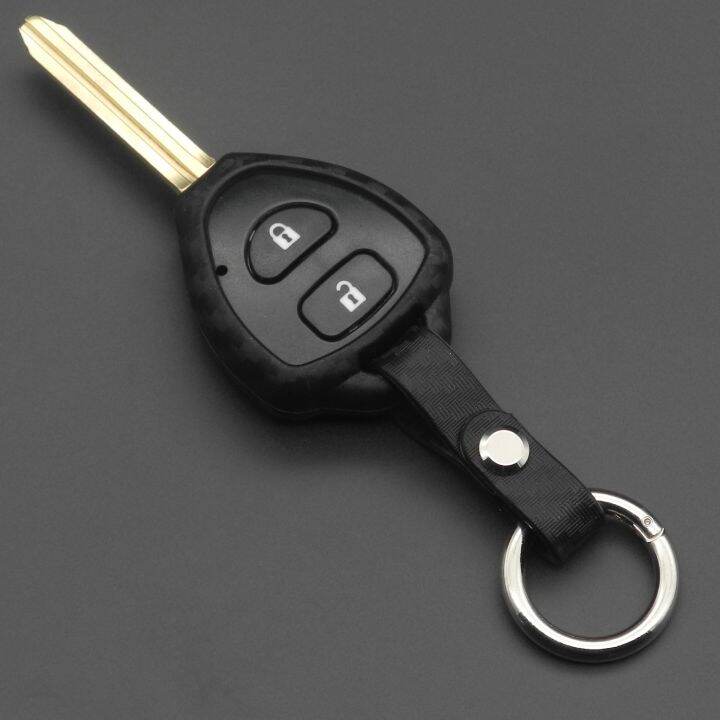 dfthrghd-carbon-fiber-silicone-car-key-cover-case-shell-remote-fob-keychain-for-toyota-camry-corolla-avalon-venza-hilux-vitz-rav4-hollder