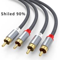 2 Rca To 2 Rca Stereo Cables Male To Male Aux Cable Jack for Home Theater HDTV TV DVD CD Loudspeaker Box Power Amplifier