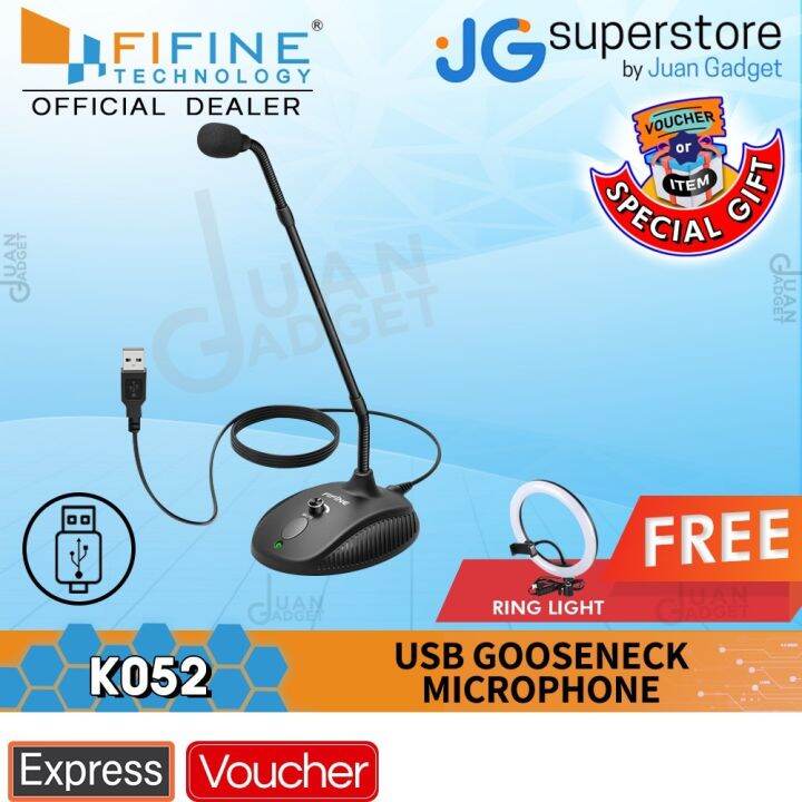 Fifine K052 Desktop Gooseneck Microphone Mute Button with LED ...