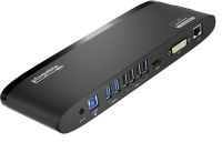 Plugable USB 3.0 Universal Laptop Docking Station for Windows and Mac (Dual Monitor: HDMI and DVI/HDMI/VGA, Gigabit Ethernet, Audio, 6 USB Ports) - Horizontal