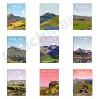 Helvellyn At Sunset, Catbells Cumbria, Blencathra,Kewick,Scafell Pike, Kinder Scout Sunset, Tryfan โปสเตอร์ท่องเที่ยวลมเวลส์