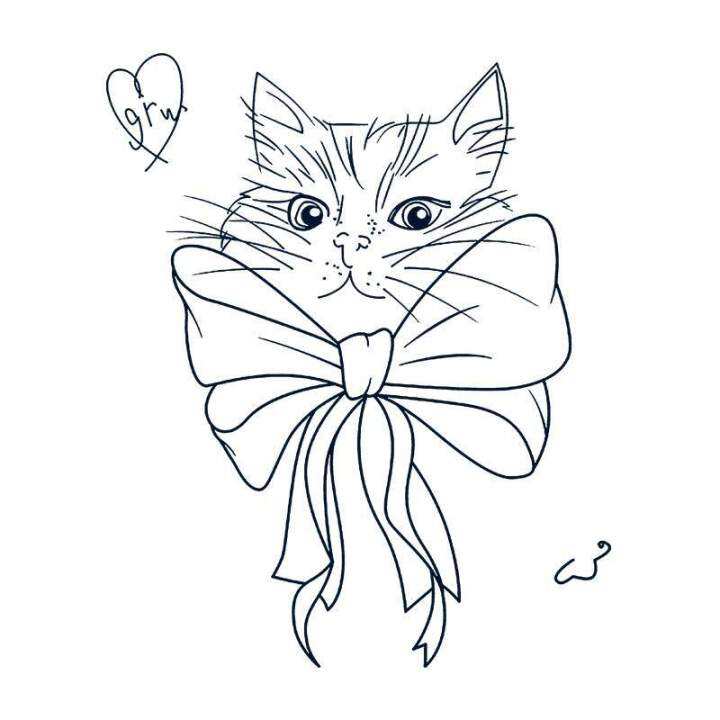 herbal-juice-tattoo-stickers-waterproof-female-long-lasting-simulation-bow-cat-tattoo-sexy-collarbone-high-end-stickers