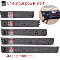 ปลั๊กไฟ PDU รางปลั๊กไฟ 2-12 ช่อง Universal Socket C14 Input power input Switch Surge protection For Cabinet rack/wall mount (ไม่พร้อมสาย)