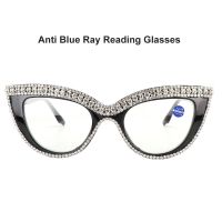 Fashion Anti Blue Ray Reading Glasses Women Cat Eye Rhinestone Trim Presbyopic Farsightedness Glasses Diopter From 100 To 400