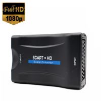 1080P SCART Hdmi-kompatibel Video Audio Converter dengan Kabel USB untuk HDTV Sky Box DVD Sinyal Televisi Konverter Kelas Atas