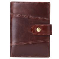 ZZOOI Man Wallets Bag Purse Fold Anti Theft RFID Business Card Holder Pocket ID Bag Vertical Vintage Genuine Leather Wallet Men