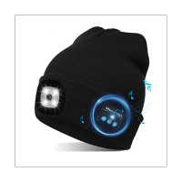 Bluetooth Beanie Hat with Light, Musical Knitted Cap LED Hat Wireless Stereo Headset for Running Hiking